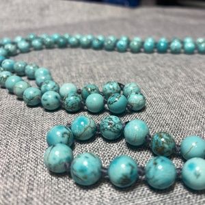 Natural Turquoise American Healing Gemstone Smooth Round Stone Beads 23 inch.
